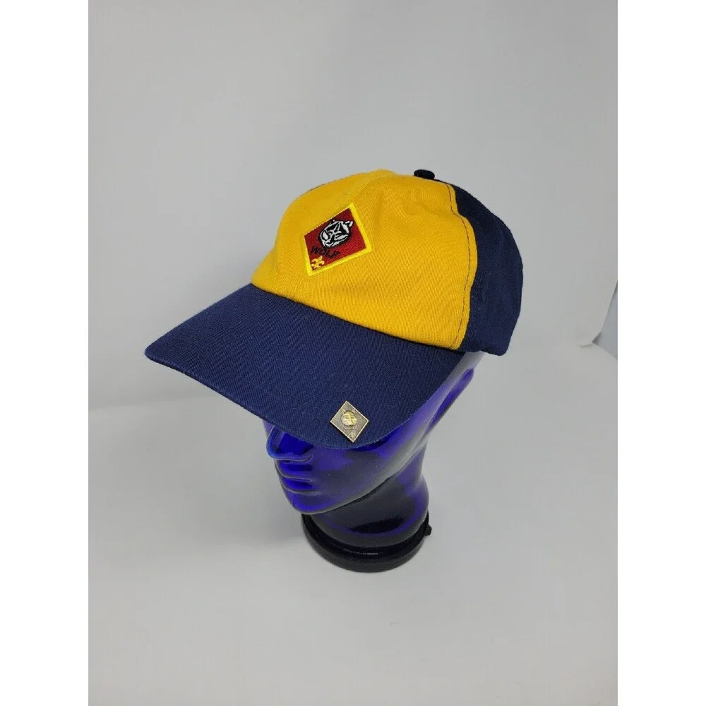 Wolf Cub Scout Hat Youth Boys Adjustable Sm/M Yellow Navy Baseball Cap w/ Pin